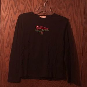 M&C Sportswear Black “Less Santa, More Mistletoe”Pajama Shirt